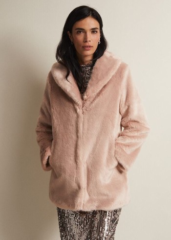 Phase Eight Meg Faux Fur Coats Pink USA | 8561470-WC